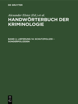 cover image of Schutzpolizei – Sonderpolizeien